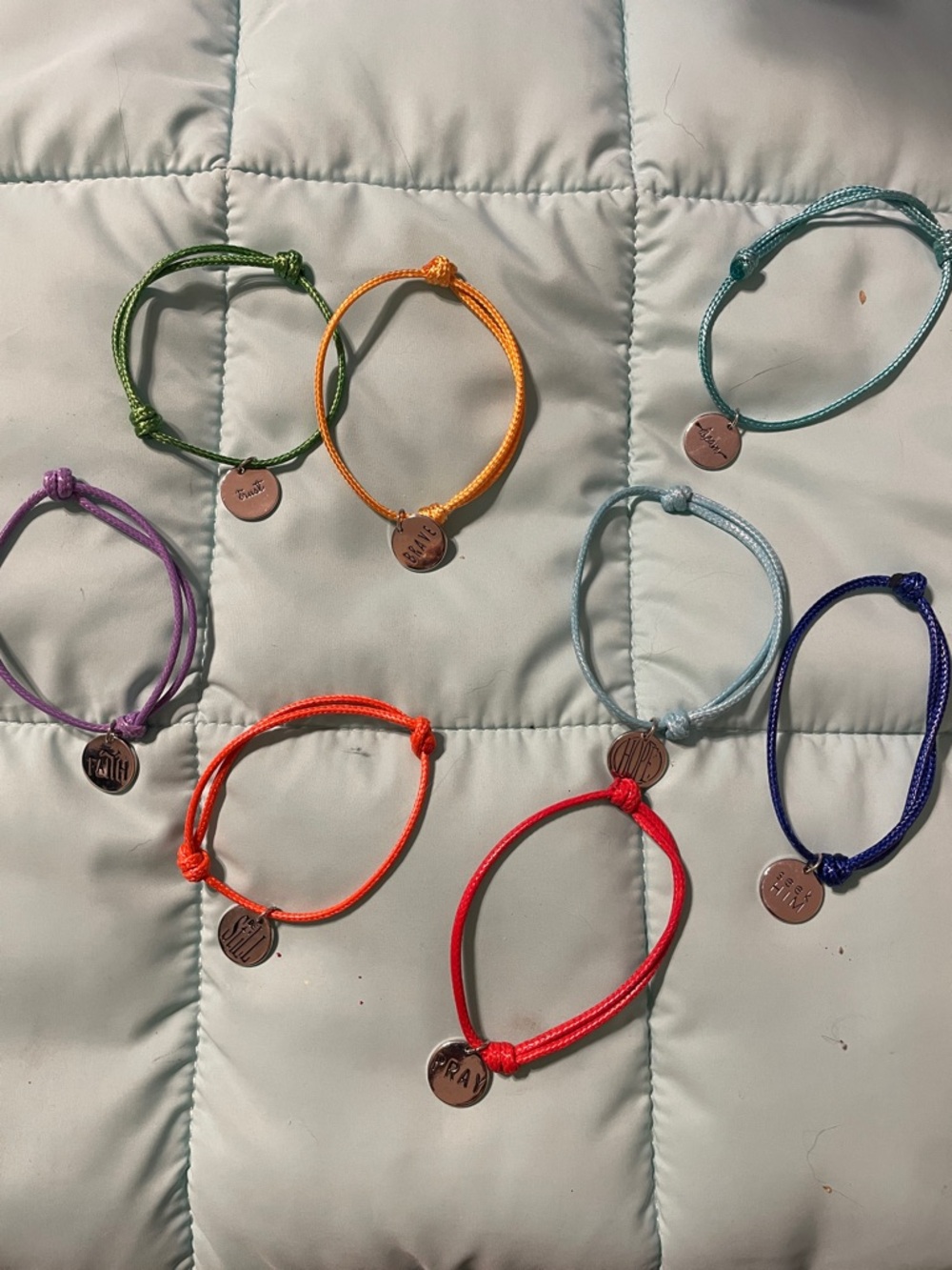 rave Bright Cord Charm Bracelets in Purple, Red, Green, Orange, Blue